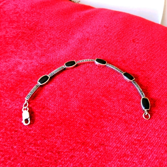 Vintage Jewelry - 925 SILVER & BLACK ONYX VINTAGE BRACELET